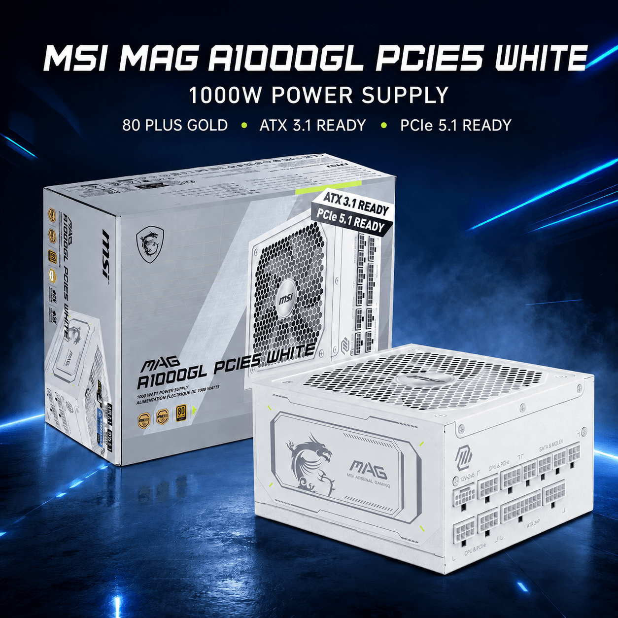Power Supply - MSI MAG A1000GL PCIE5 WHITE