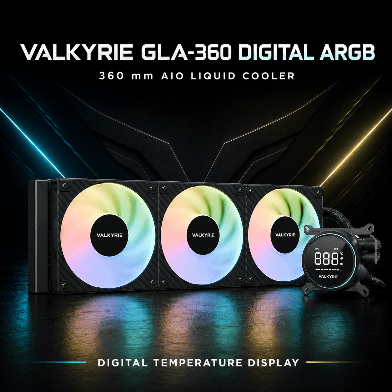 პროცესორის წყლის გაგრილება - Valkyrie GLA-360 Digital ARGB 360mm