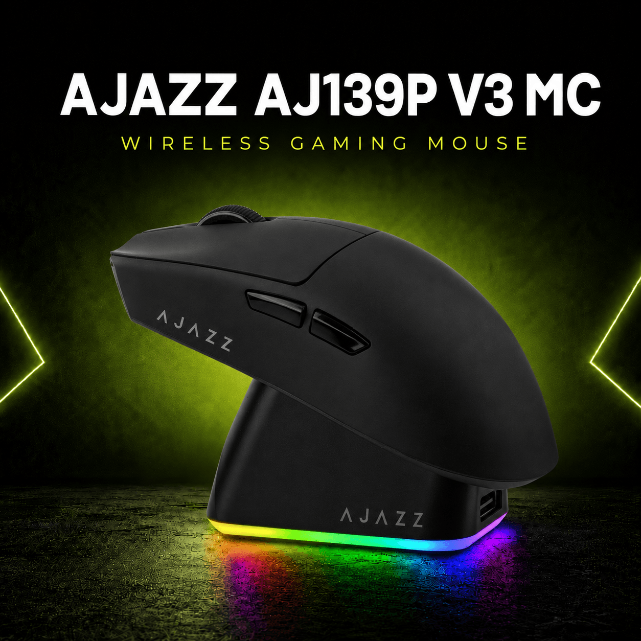 AJAZZ AJ139P V3 MC Gaming Mouse მაგნიტური დამტენი დოკით შავი
