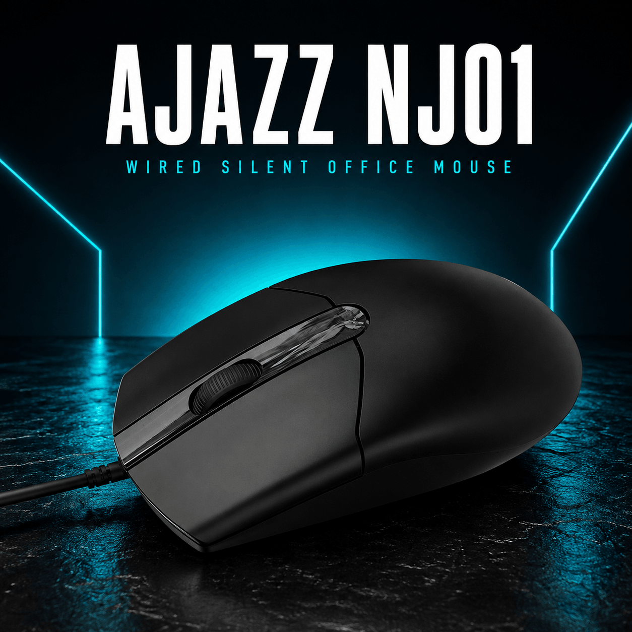 AJAZZ NJ01 სადენიანი ჩუმი საოფისე მაუსი შავი