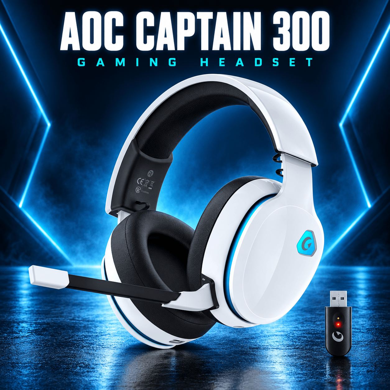 AOC Captain 300 White - თეთრი უსადენო გეიმინგ ყურსასმენი